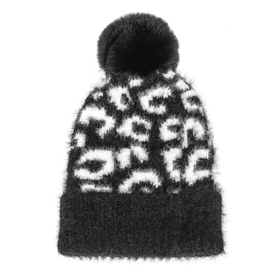 Leopard Pom Pom Beanie-SALE