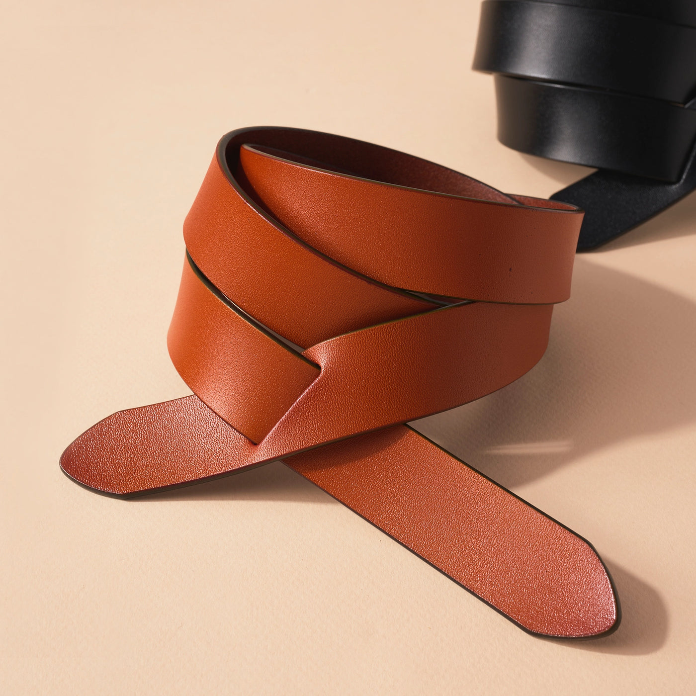 Skinny True Leather Slit Belt- 2 COLORS