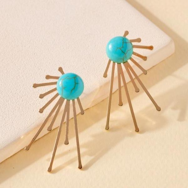 Stone Burst Turquoise Stud Earrings