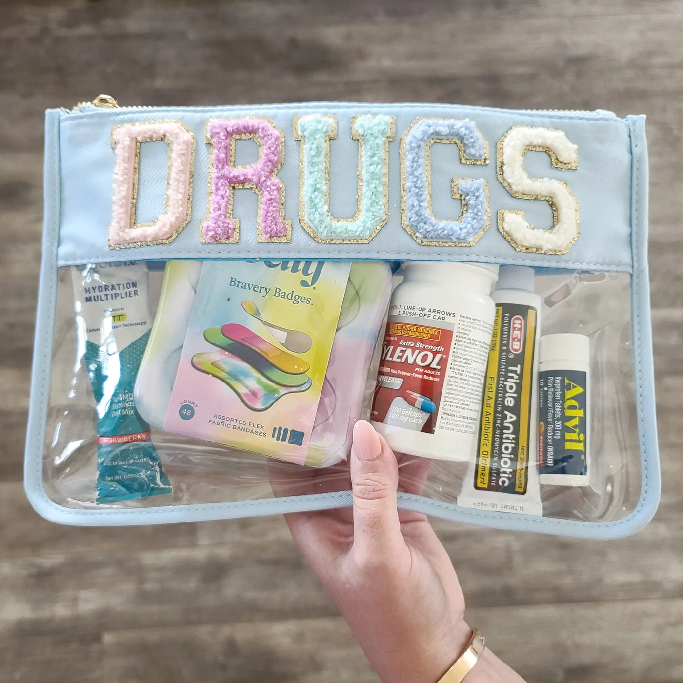 Drugs Clear Baby Blue Bag