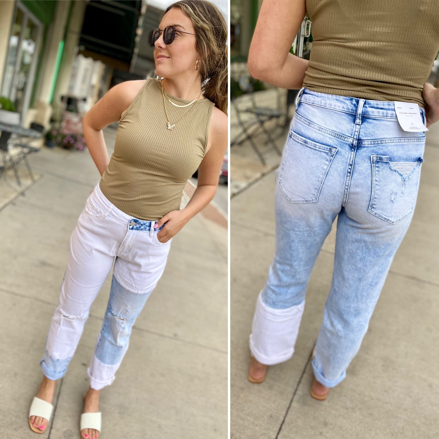 Laine's Color Block Boyfriend Jeans