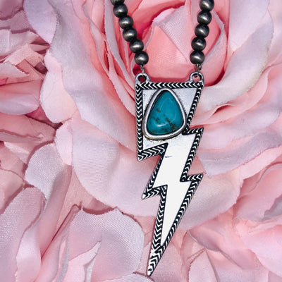 Bolt Triangle Turquoise Earrings & Necklace