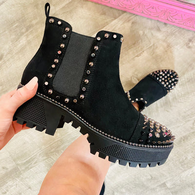Life On The Edge Booties- SILVER SPIKES