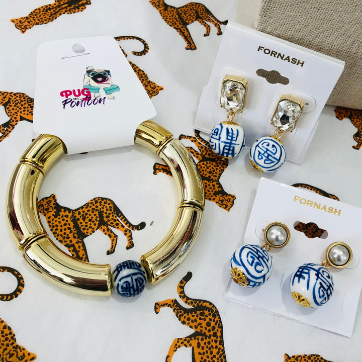 China Blue Bamboo Acrylic Tube Bracelet