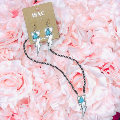 Bolt Triangle Turquoise Earrings & Necklace