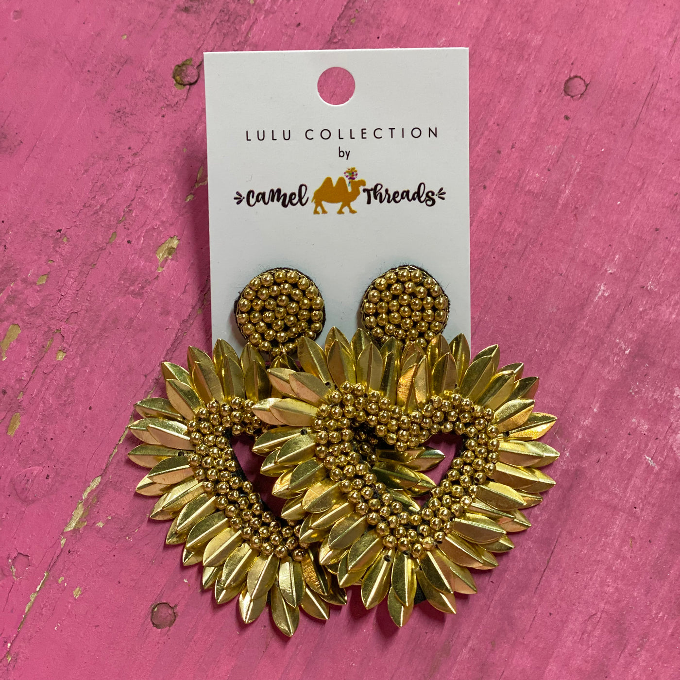 Heart Of Gold Bead & Spike Earrings