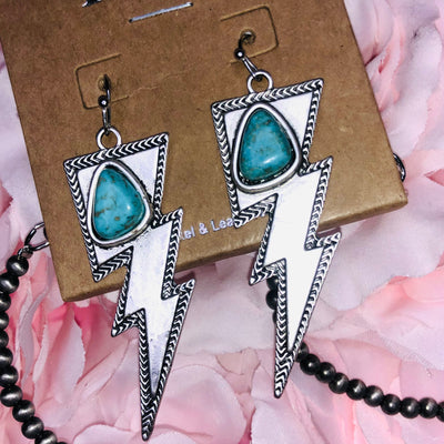 Bolt Triangle Turquoise Earrings & Necklace