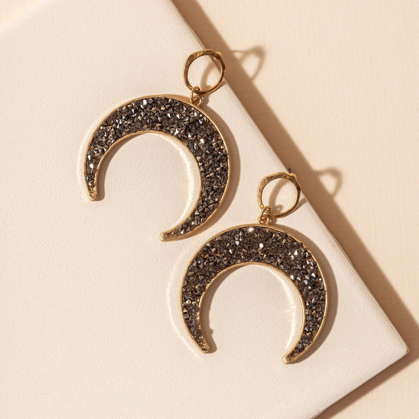 Crescent Moon Chunky Glitter Earrings