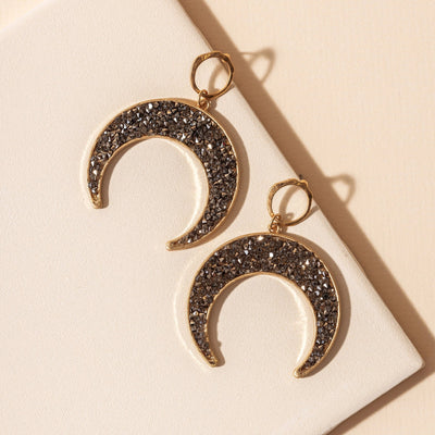 Crescent Moon Chunky Glitter Earrings