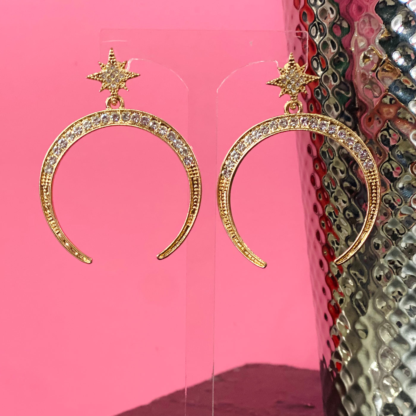 Ariana Rhinestone Moon Earrings