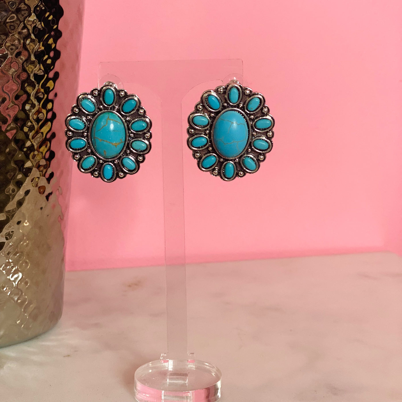All Your'n Turquoise Squash Blossom Earrings