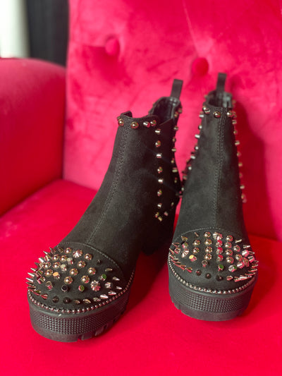 Life On The Edge Booties- SILVER SPIKES