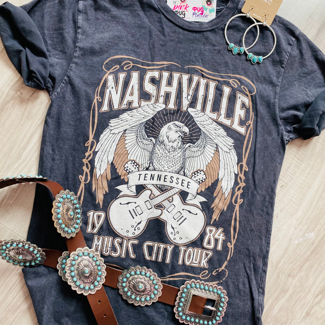 Nashville Music City Tour Mineral Washed Tee