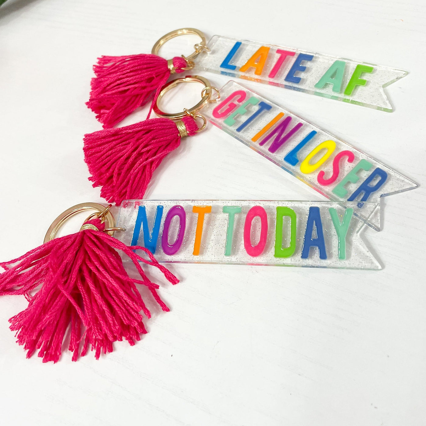 Pink Tassel Acrylic Keychain