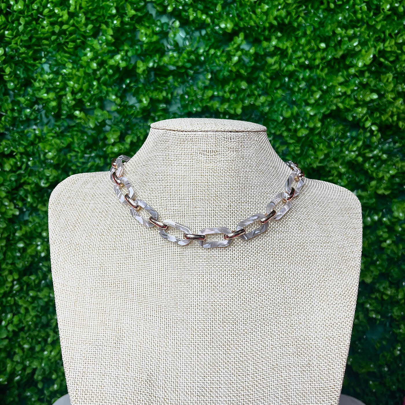 Grey Acetate Chain Link Necklace