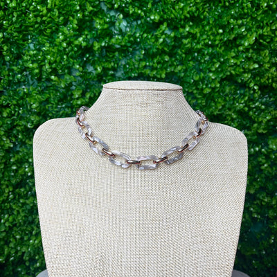 Grey Acetate Chain Link Necklace