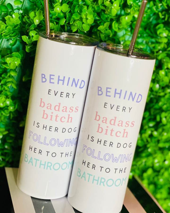 Dog Following Her To The Bathroom Tumbler