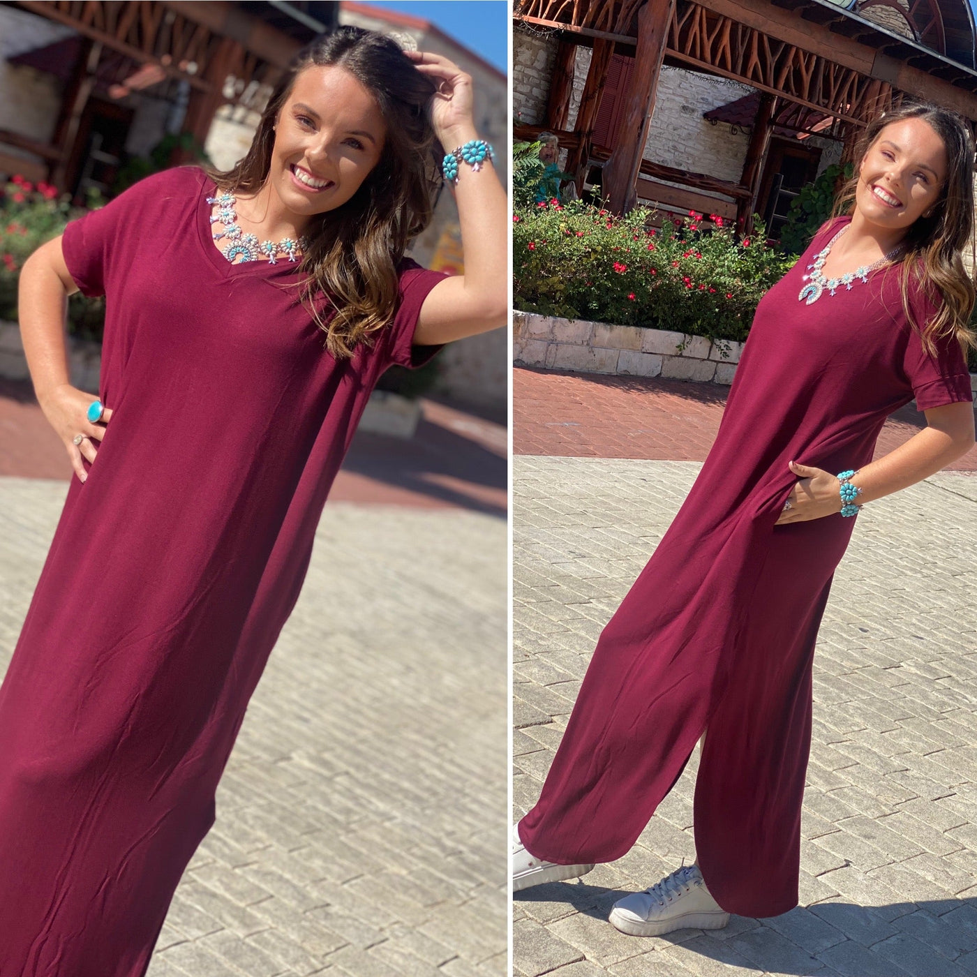Sittin' Pretty Wine Maxi Dress