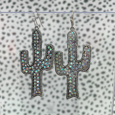 Rhinestone Cactus Earrings