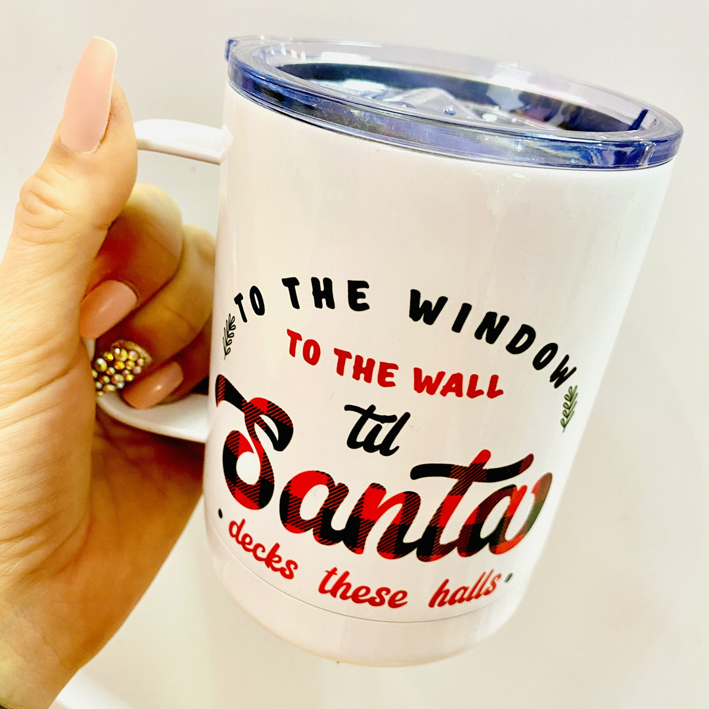 Window To the Wall Santa Decks Halls Travel Mug