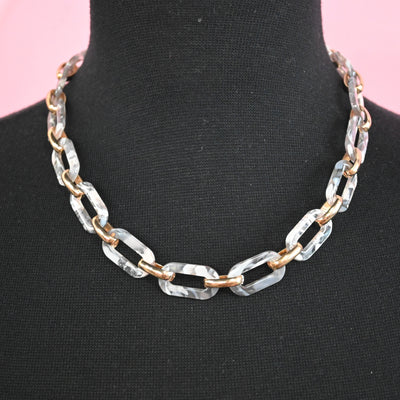Grey Acetate Chain Link Necklace
