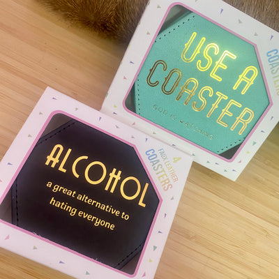 Faux Leather Coasters- 4 STYLES