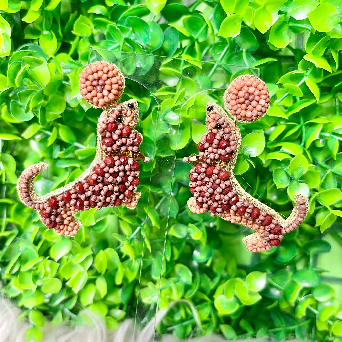 Beaded Weenie Dog Earrings