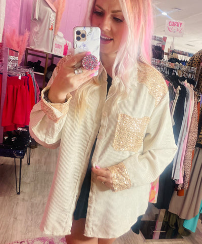 Wild As Her Sequin Shacket