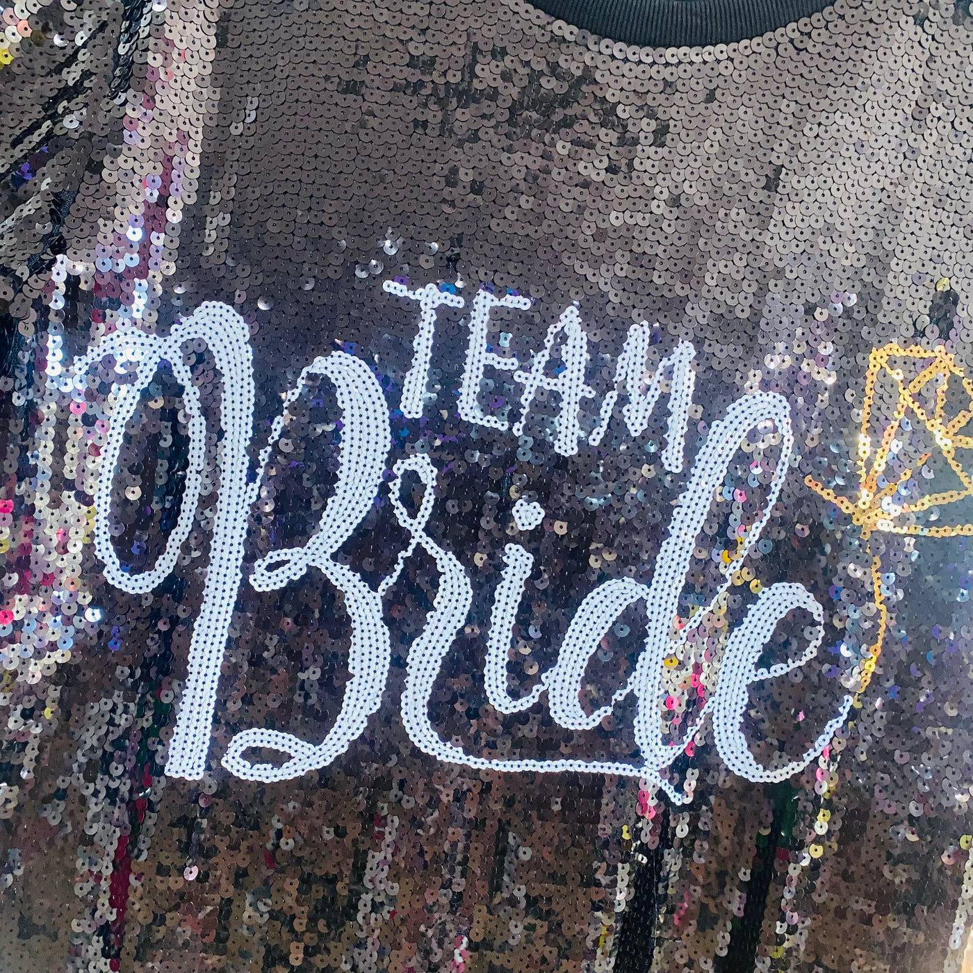Team Bride Black Sequin T-Shirt Dress