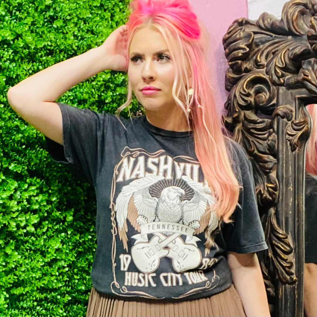 Nashville Music City Tour Mineral Washed Tee