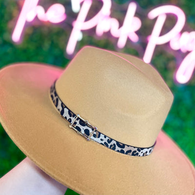 Leopard Buckle Wide Brim Hat / 2 COLORS