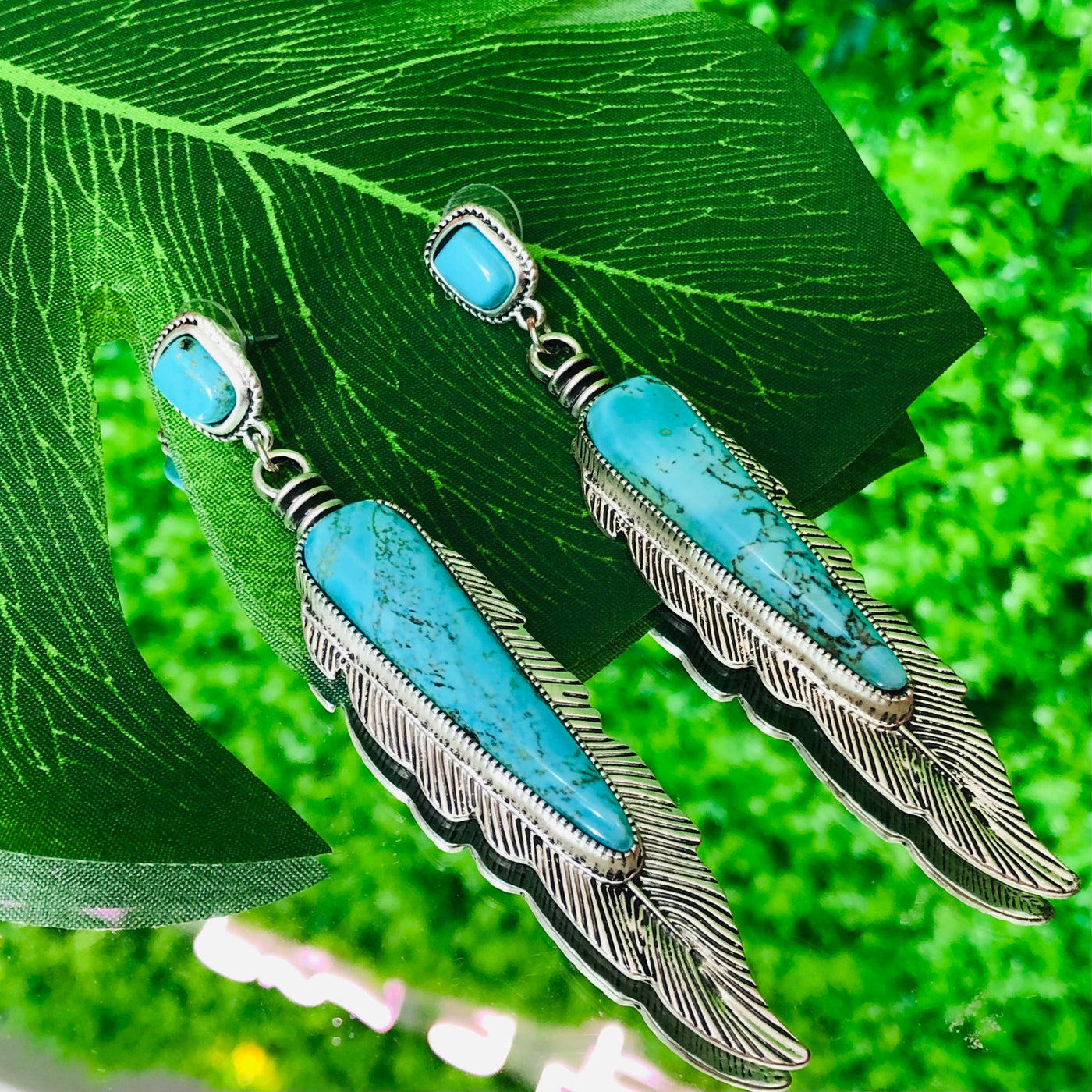Turnpike Turquoise Feather Earrings