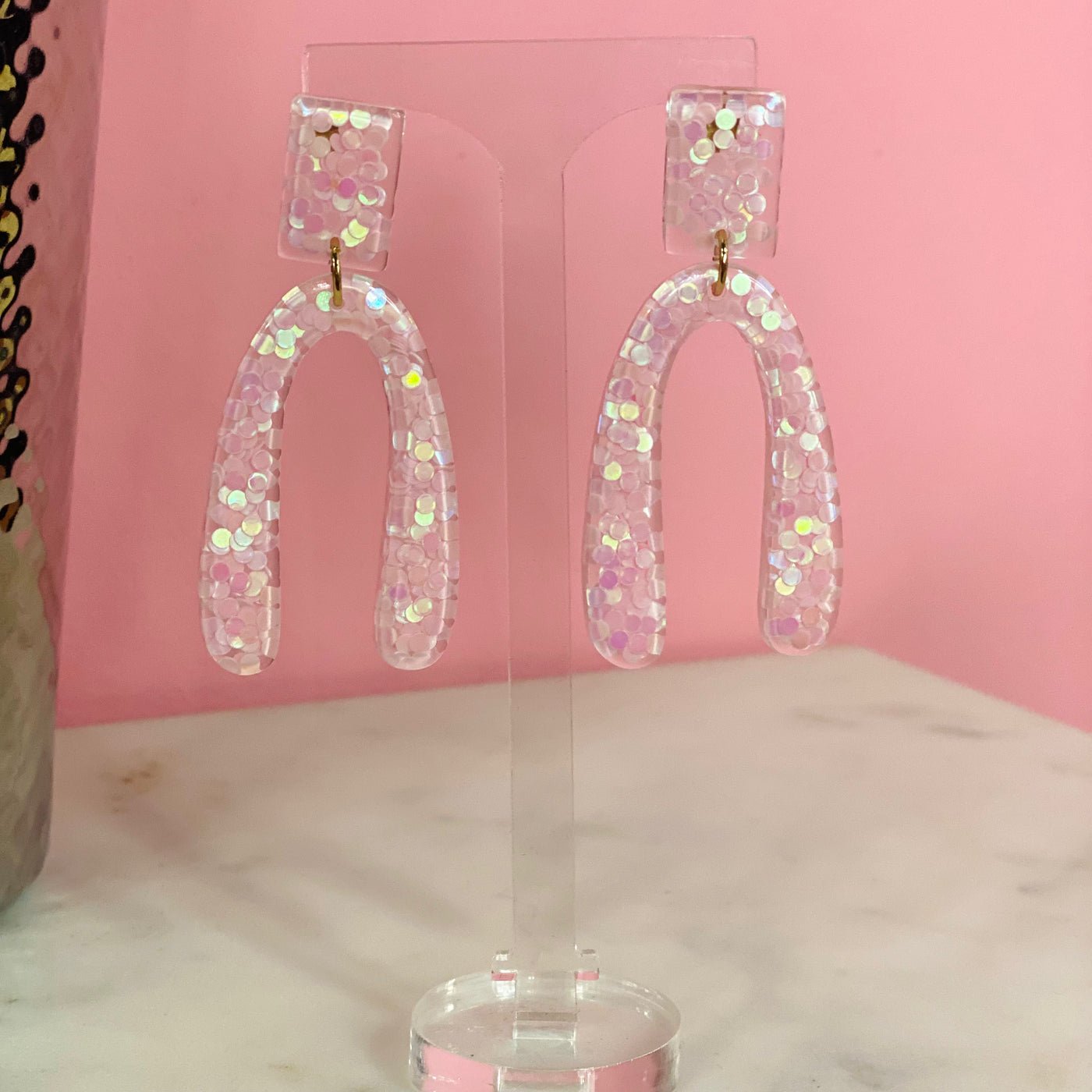 Confetti Arch Glitter Resin Earrings// 2 COLORS