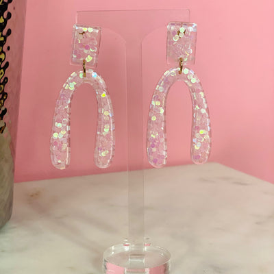 Confetti Arch Glitter Resin Earrings// 2 COLORS