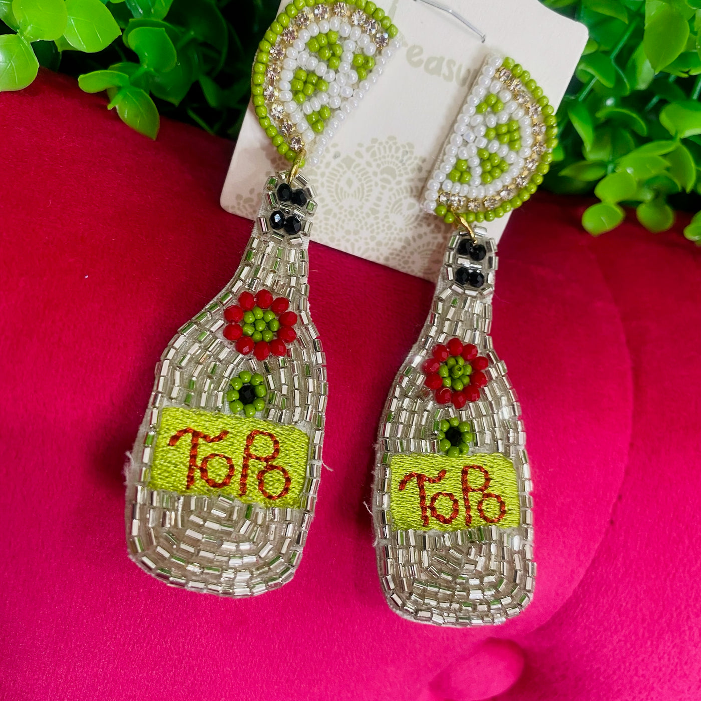 Topo Chica Lime Beaded Earrings