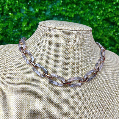 Grey Acetate Chain Link Necklace