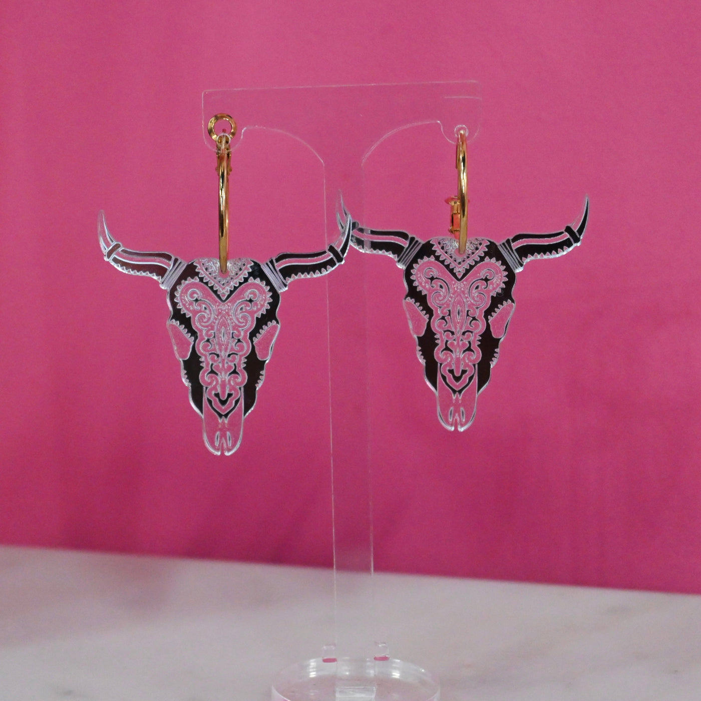 Boho Cow Skull Earrings