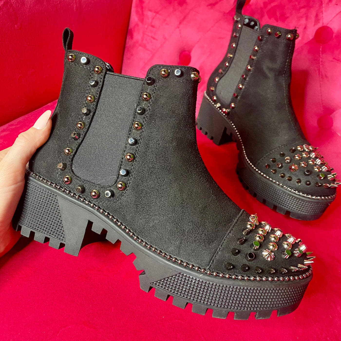 Life On The Edge Booties- SILVER SPIKES