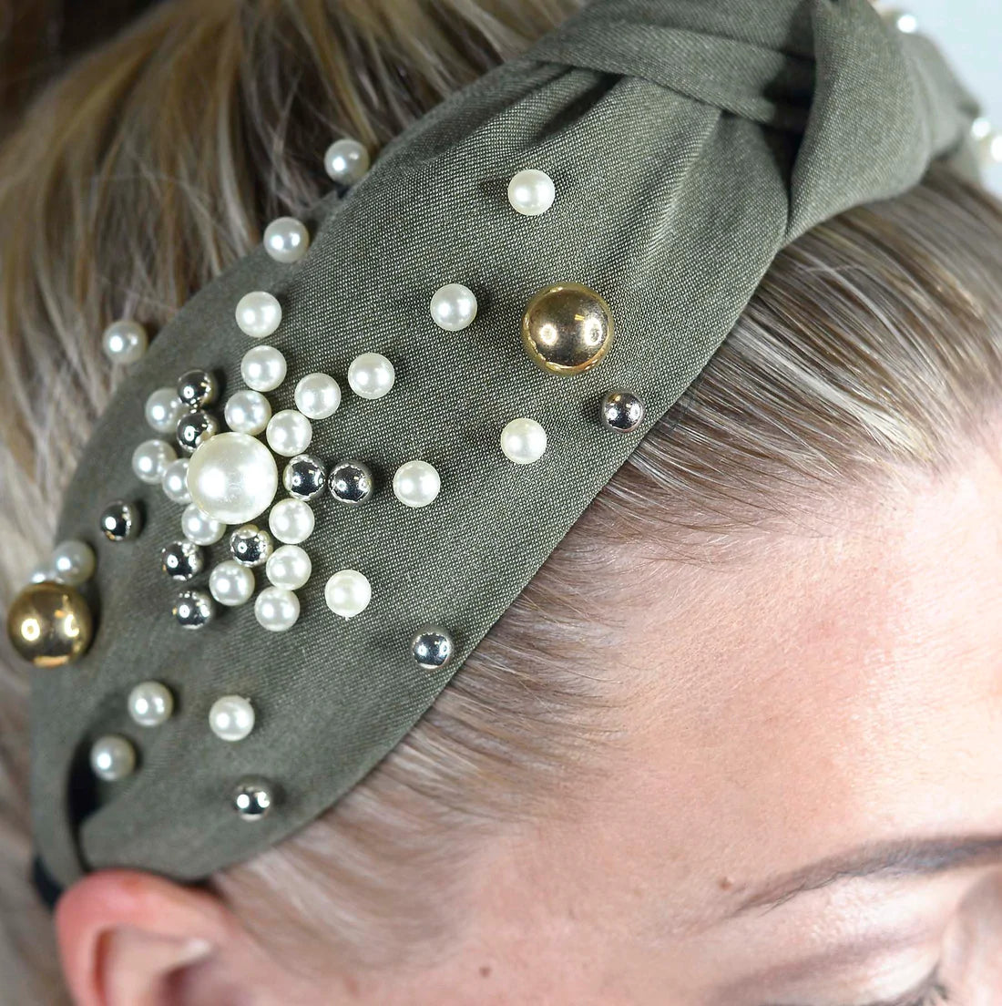 Knotted Pearly and Bedazzled Headband