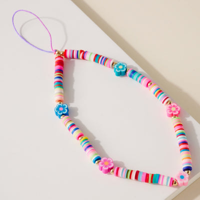 Flower Bead Rubber Discs Phone Charm